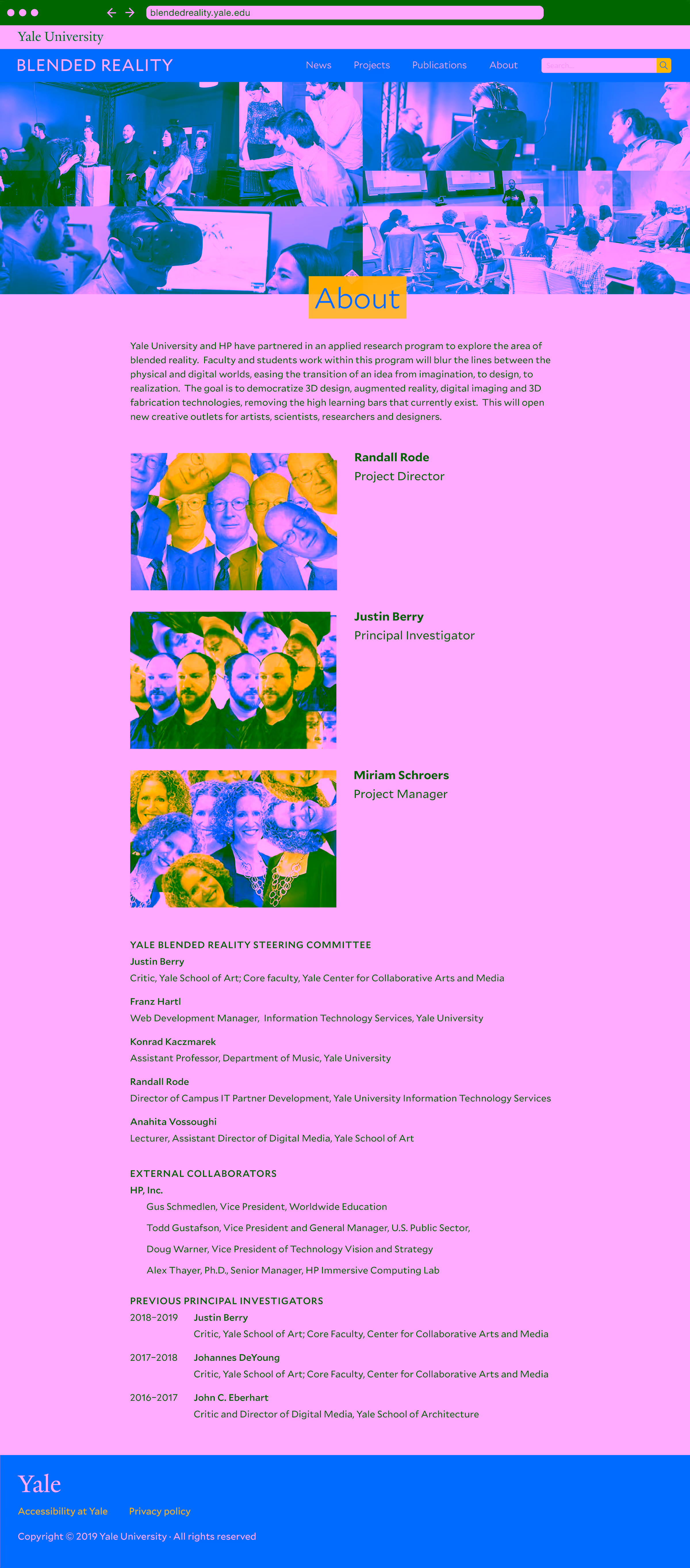 The full about page desktop design