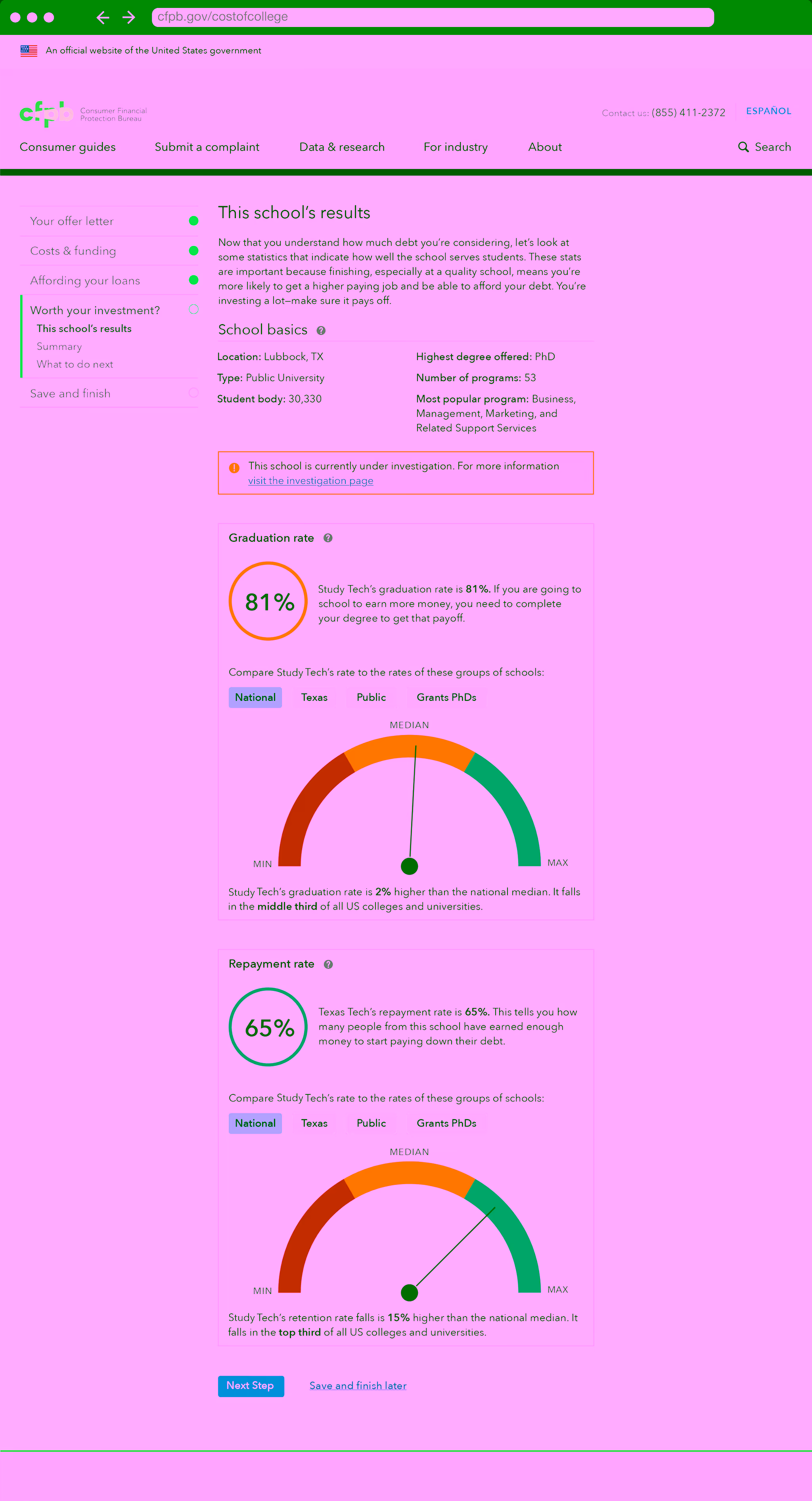 The statistics page on desktop