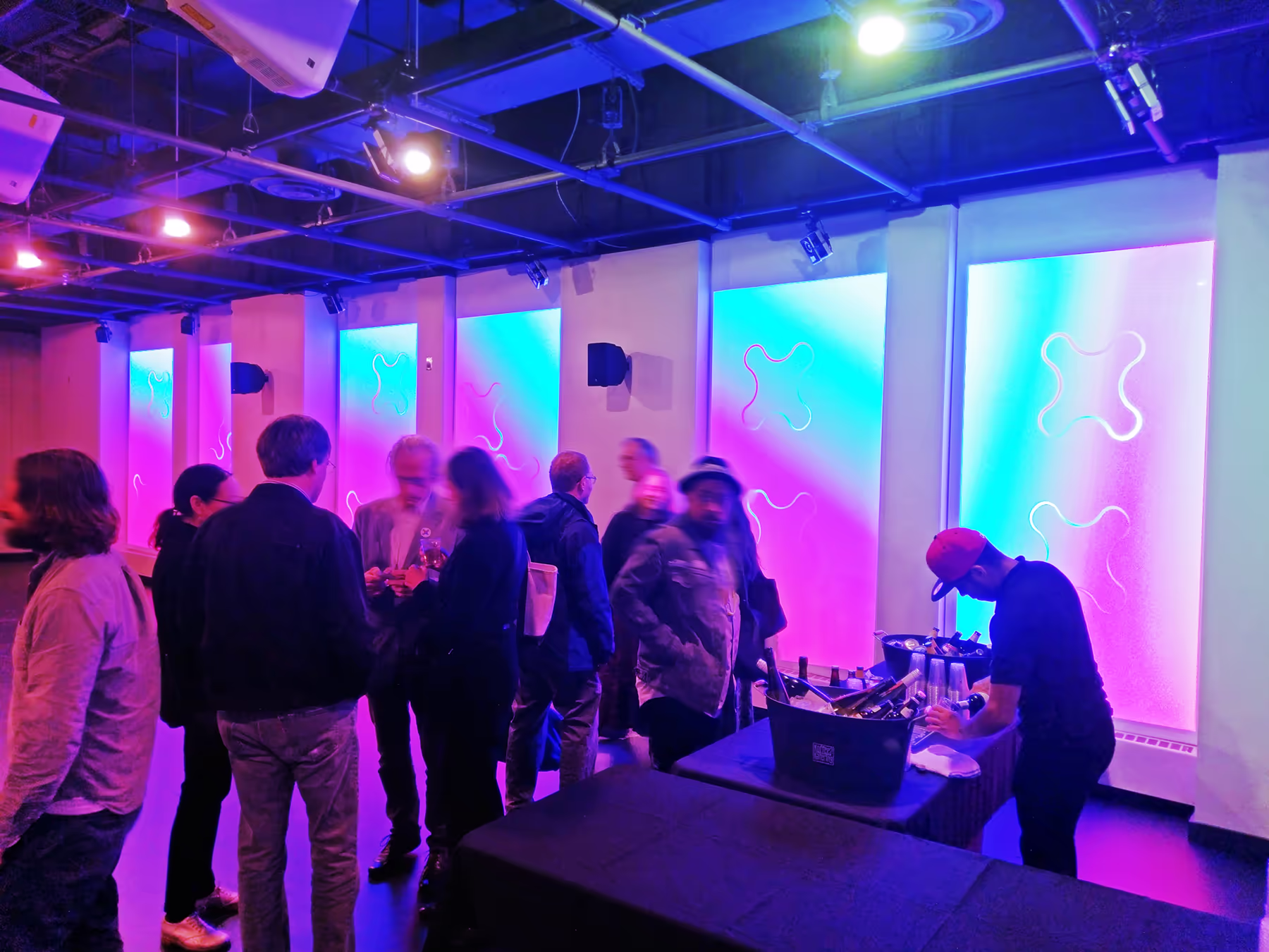 The dedication ceremony featuring projections on the windows of the animations I created